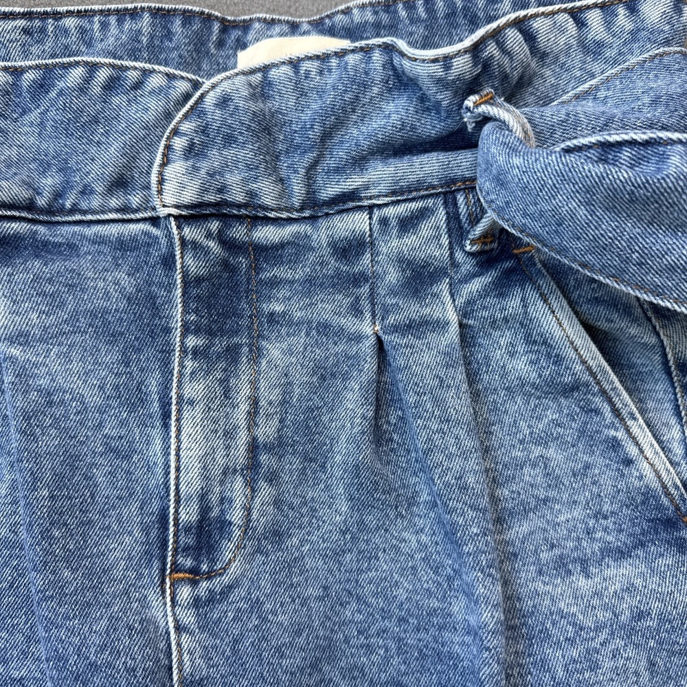Sezane‎ Jeans Womens 34 Blue Austin High Waist Pleat Paperbag Preppy HEMMED READ - Picture 4 of 16